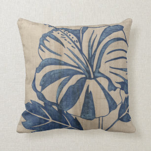 Indigo Hibiscus Cushion