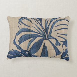Indigo Hibiscus Decorative Cushion