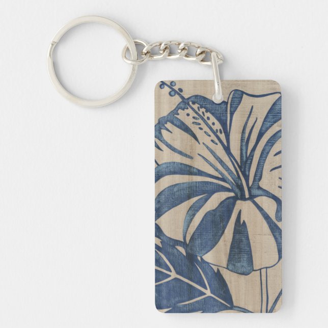 Indigo Hibiscus Key Ring (Front)