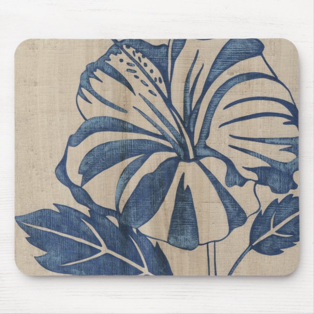 Indigo Hibiscus Mouse Pad (Front)