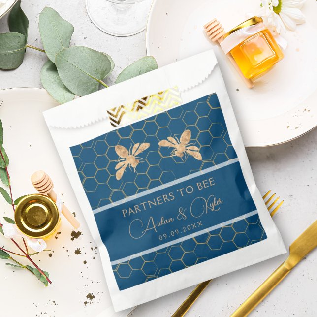 Indigo & Honeycomb Golden Bee Wedding Shower Favour Bag (Creator Uploaded)