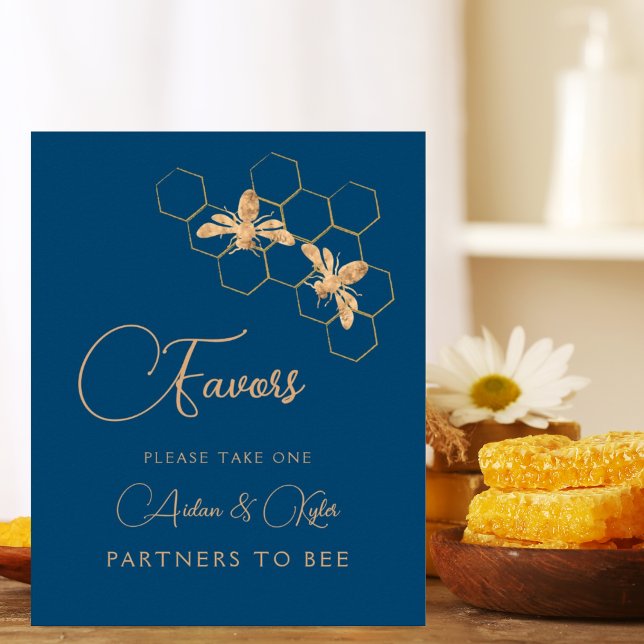 Indigo & Honeycomb Wedding Shower Favour Table Sig Poster (Creator Uploaded)