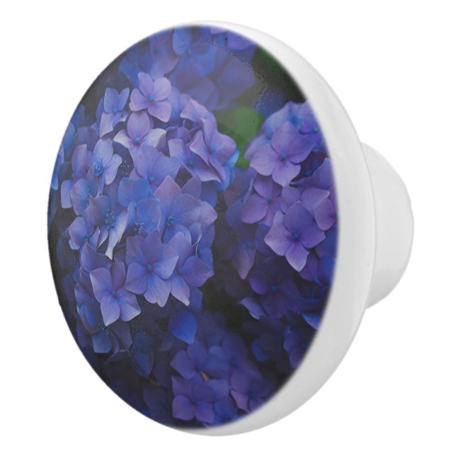 Indigo Hydrangea Dusk Ceramic Knob (Right)
