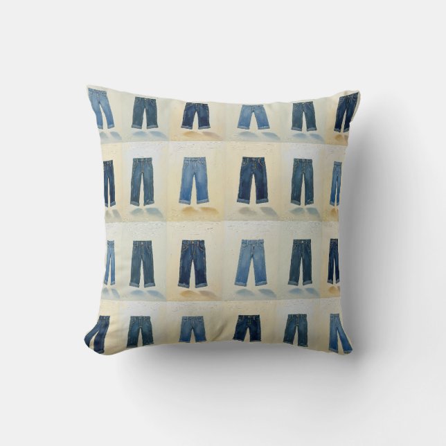Indigo Icons Painterly Denim Art Denimhead Cushion (Front)