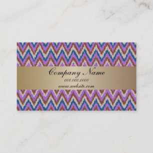 Indigo Ikat ZigZag Pocket 2019 Calendar Business Card