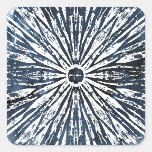 Indigo Ink Radial Motif Square Sticker