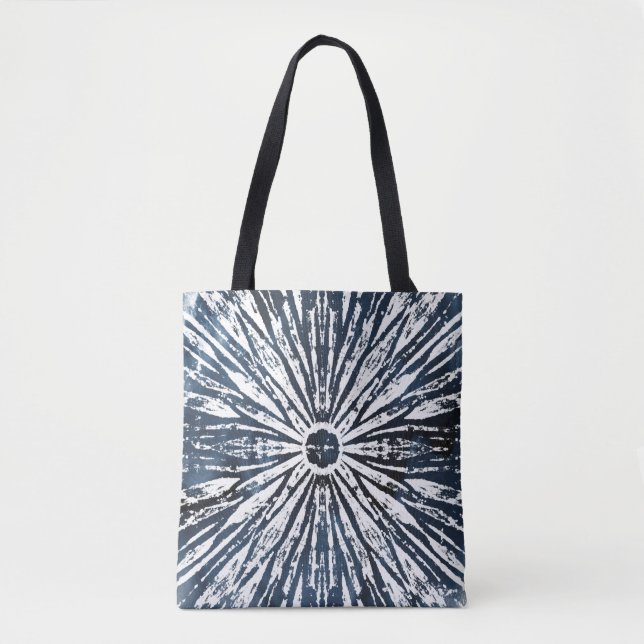 Indigo Ink Radial Motif Tote Bag (Front)