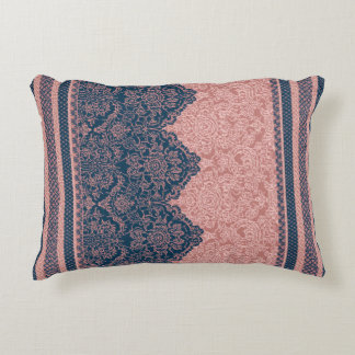 Indigo ink & warm blush AI art  Decorative Cushion