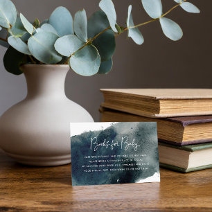Indigo Ink Wash Baby Shower Book Request Enclosure Card