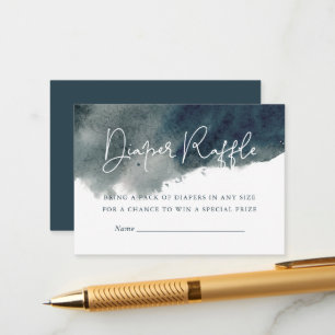 Indigo Ink Wash Baby Shower Diaper Raffle Enclosure Card