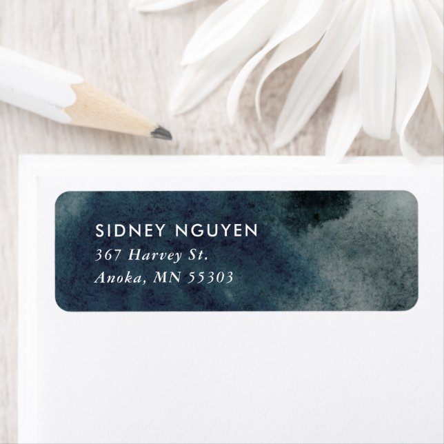Indigo Ink Wash Return Address Label (Insitu)