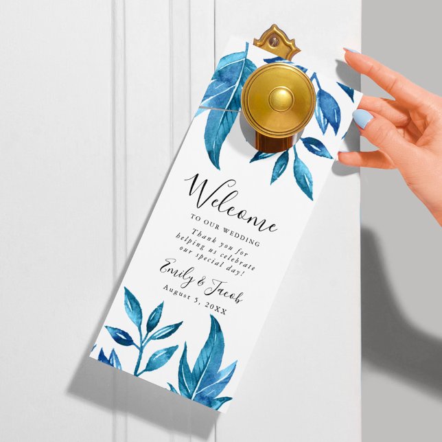 Indigo Leaves | Wedding Welcome & Do Not Disturb Door Hanger (Creator Uploaded)