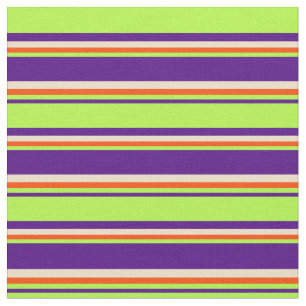 Indigo, Light Green, Red & Tan Stripes Pattern Fabric
