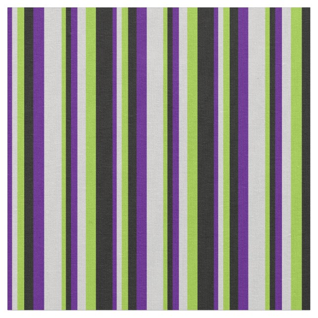 Indigo, Light Grey, Green & Black Coloured Stripes Fabric (Close Up)