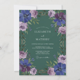 Indigo Lilac Petal Wedding Invitation