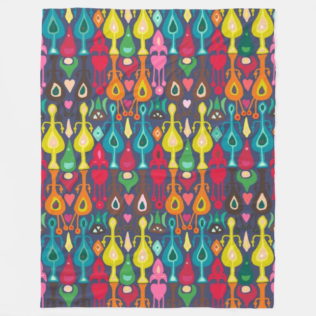 indigo love ikat fleece blanket (Front)
