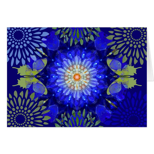Indigo Mandala Butterfly Card (Front Horizontal)
