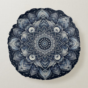Indigo Mandala  Round Cushion