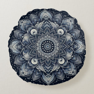 Indigo Mandala Round Cushion