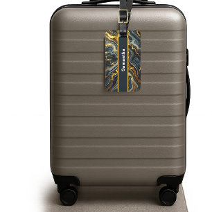 Indigo Marble with Golden Streaks  Luggage Tag