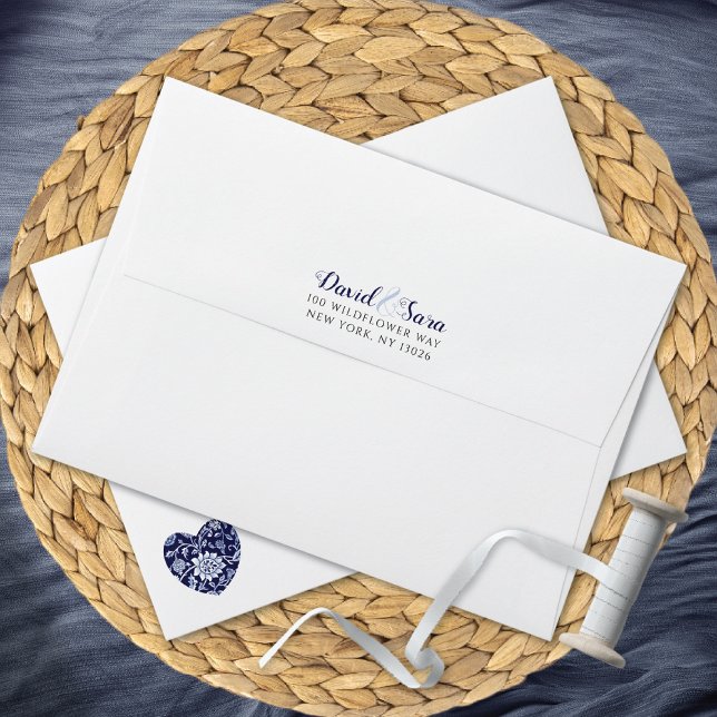 Indigo Meadow Wildflower Heart Wedding Envelope (Creator Uploaded)