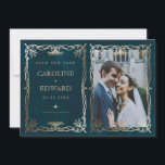 Indigo  Mediaeval Gold Ivy Photo QR code Save The Date<br><div class="desc">Indigo Mediaeval Gold Ivy Photo QR code</div>