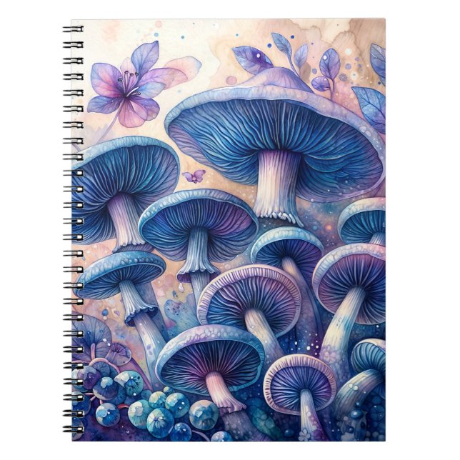 Indigo Milk Cap Mushroom Watercolor Notebook (Front)
