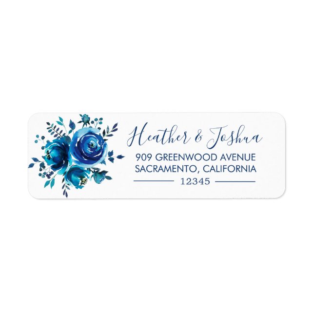 Indigo Mood Floral Return Address Label (Front)