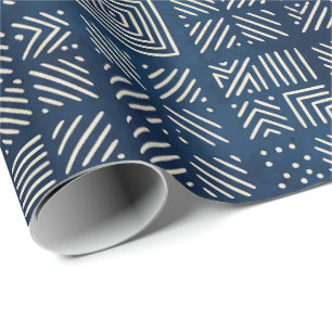 Indigo Mudcloth   Mosaic Minimalist Wrapping Paper