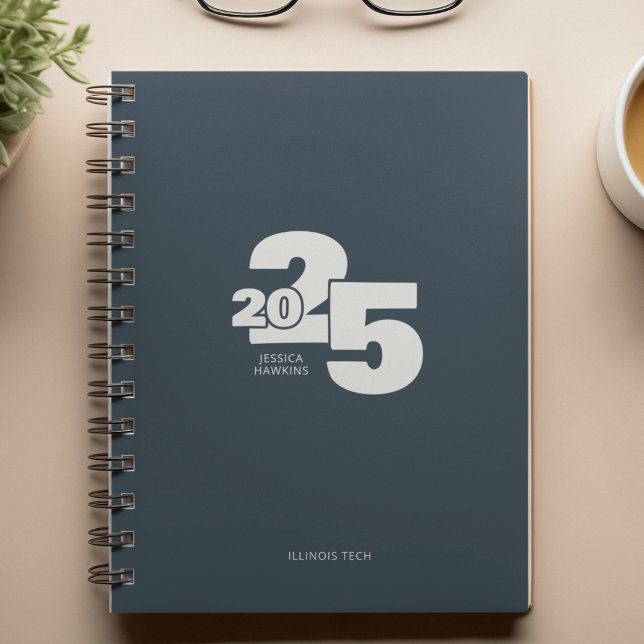 Indigo Navy Blue Overlapped Year Spiral Weekly Planner (Creator Uploaded)