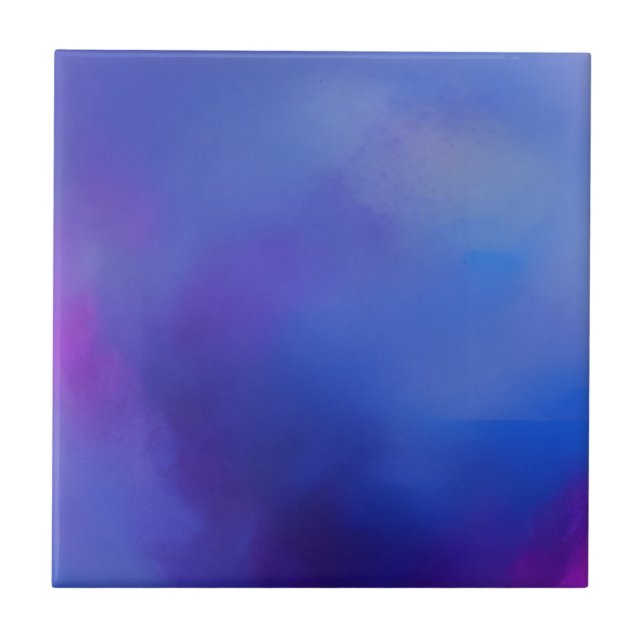 Indigo navy purple clouds abstract art ceramic tile (Front)