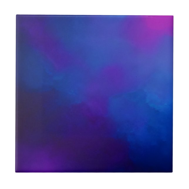 Indigo navy purple pink abstract art ceramic tile (Front)