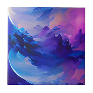Indigo navy purple sweeping hills and clouds ceramic tile