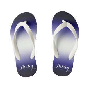 Indigo ocean blue and white customisable with name kid's thongs