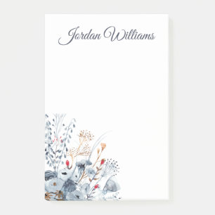 Indigo & Ochre - Watercolor Flowers Post-it Notes