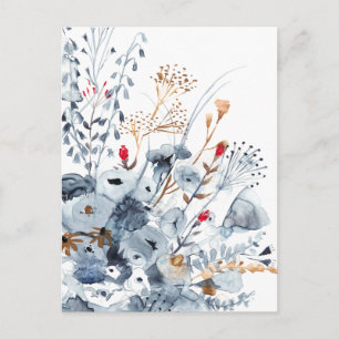 Indigo & Ochre - Watercolor Flowers Postcard