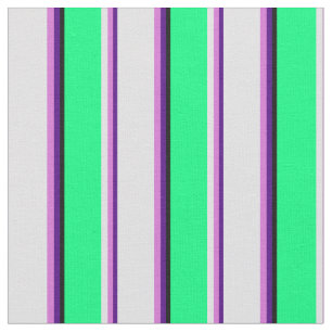 Indigo, Orchid, Lavender, Green & Black Stripes Fabric