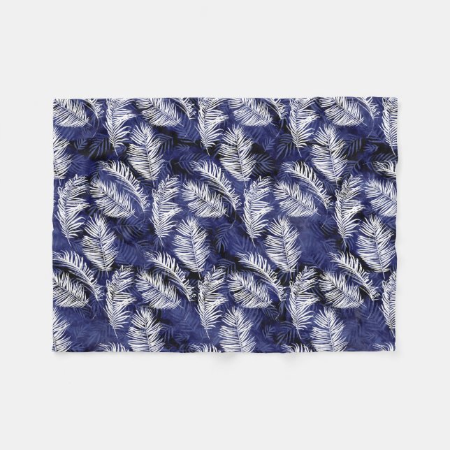 Indigo Palms Fleece Blanket (Front (Horizontal))