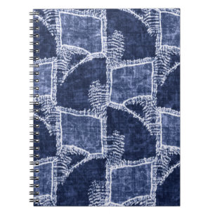 Indigo Patchwork: Textured Checked Elegance Notebook