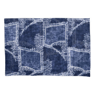 Indigo Patchwork: Textured Checked Elegance Pillowcase