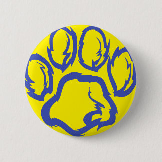 Indigo Paw print - Yellow background 6 Cm Round Badge