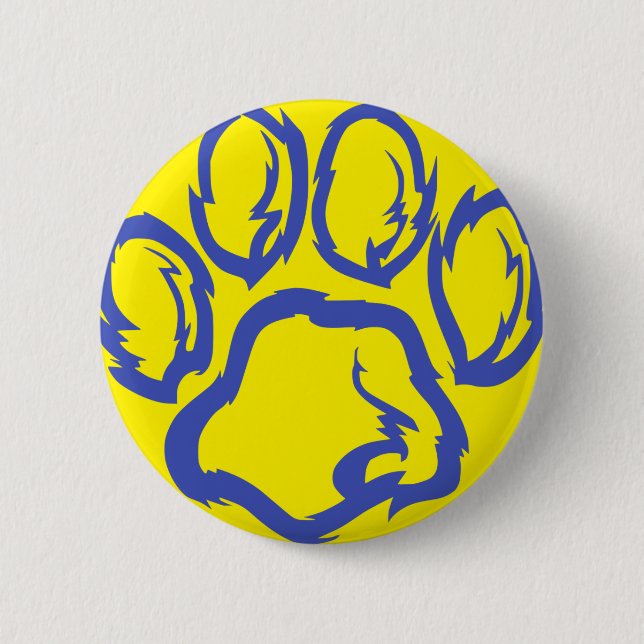 Indigo Paw print - Yellow background 6 Cm Round Badge (Front)