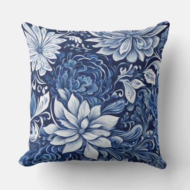 indigo petal tapestry pillow (Front)