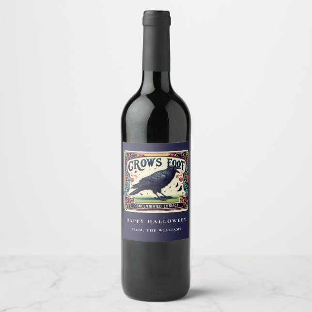 Indigo Potion Halloween Black Crow Wine Label (Front)