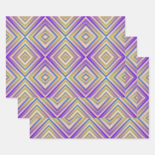 Indigo Purple Alternative Diamond Pattern Wrapping Paper Sheet