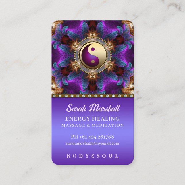 Indigo Purple Angelic Energy Healing Holistic Business Card (Front)