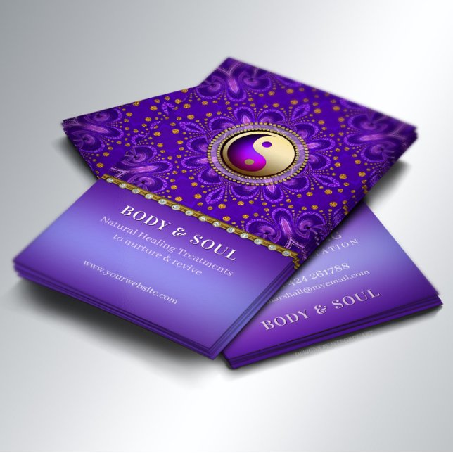 Indigo Purple Gold Angelic Energy Healing Holistic Business Card (Creator Uploaded)