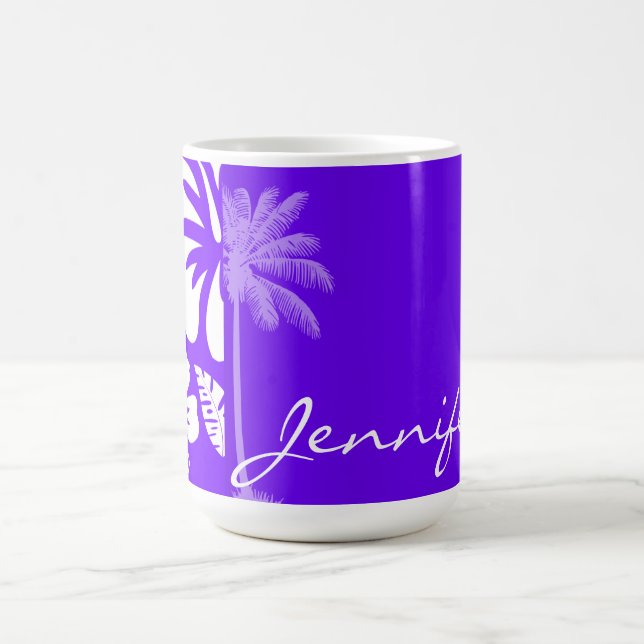 Indigo, Purple Hawaiian Palm Tree Coffee Mug (Center)