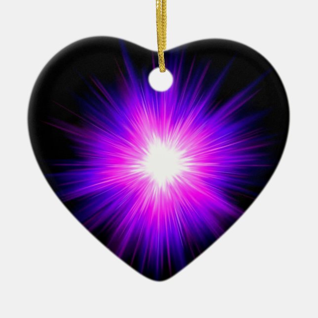 Indigo purple healing flame reiki divine energy ceramic ornament (Front)