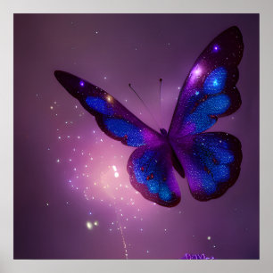 Indigo Purple Pixie Dust Butterfly Poster